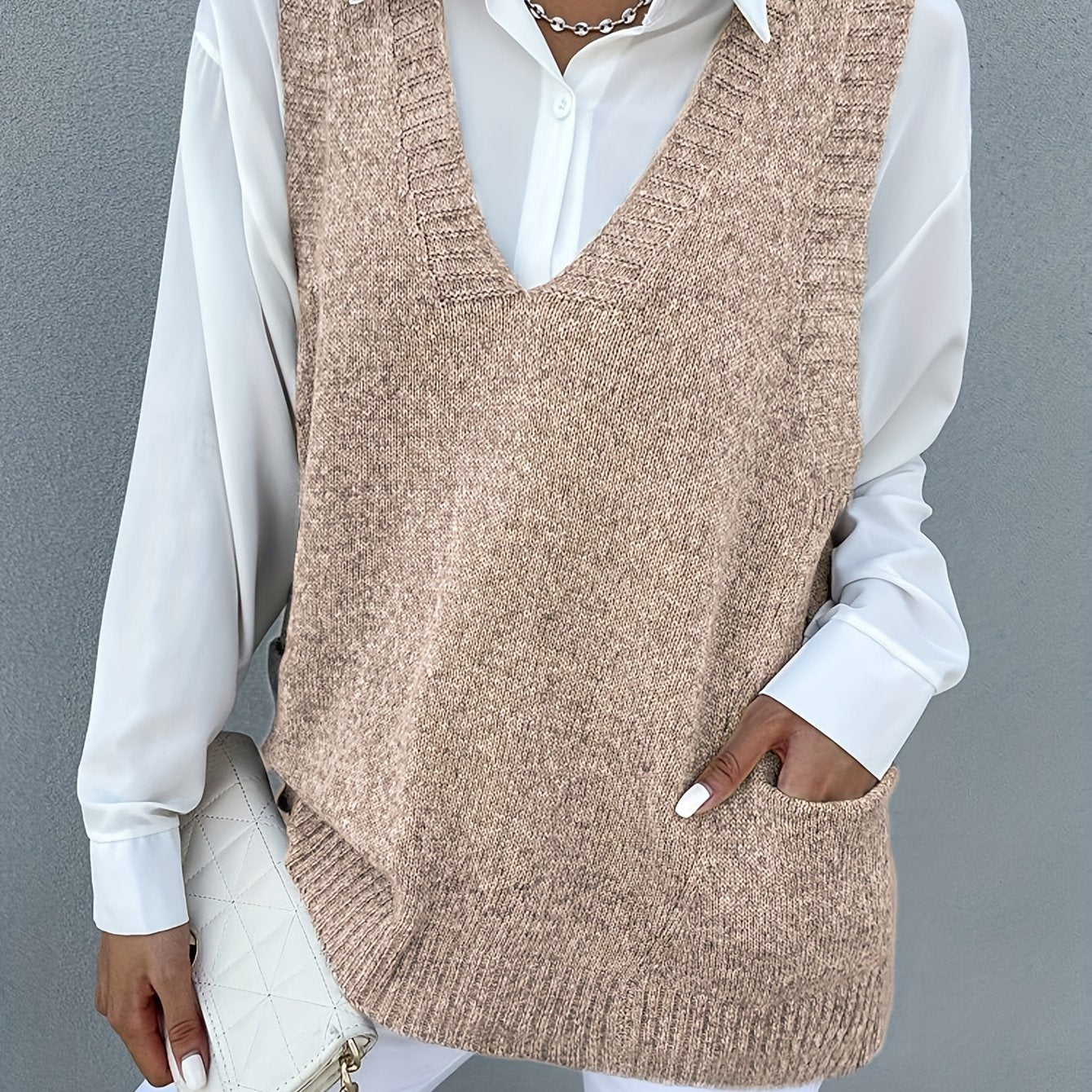 Melissa™ | Double-Fleece V-Neck sweater vest