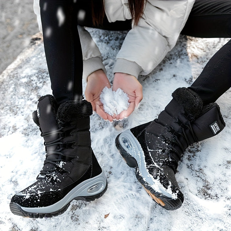 Cecilia™ | Faux-fur cuff lace-up mid-calf snow boots