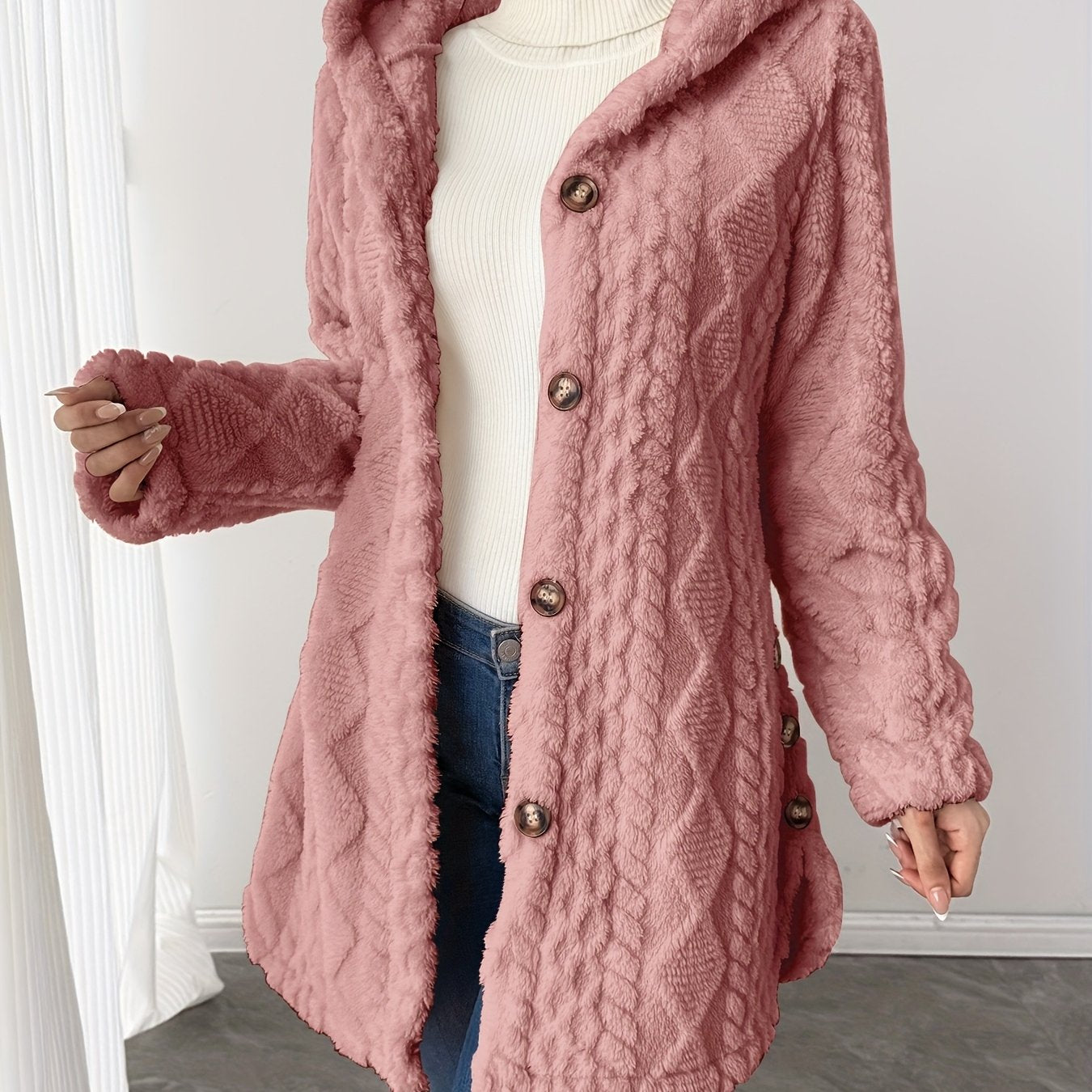 Alba™ | Cable-Knit Plush Hooded Cardigan