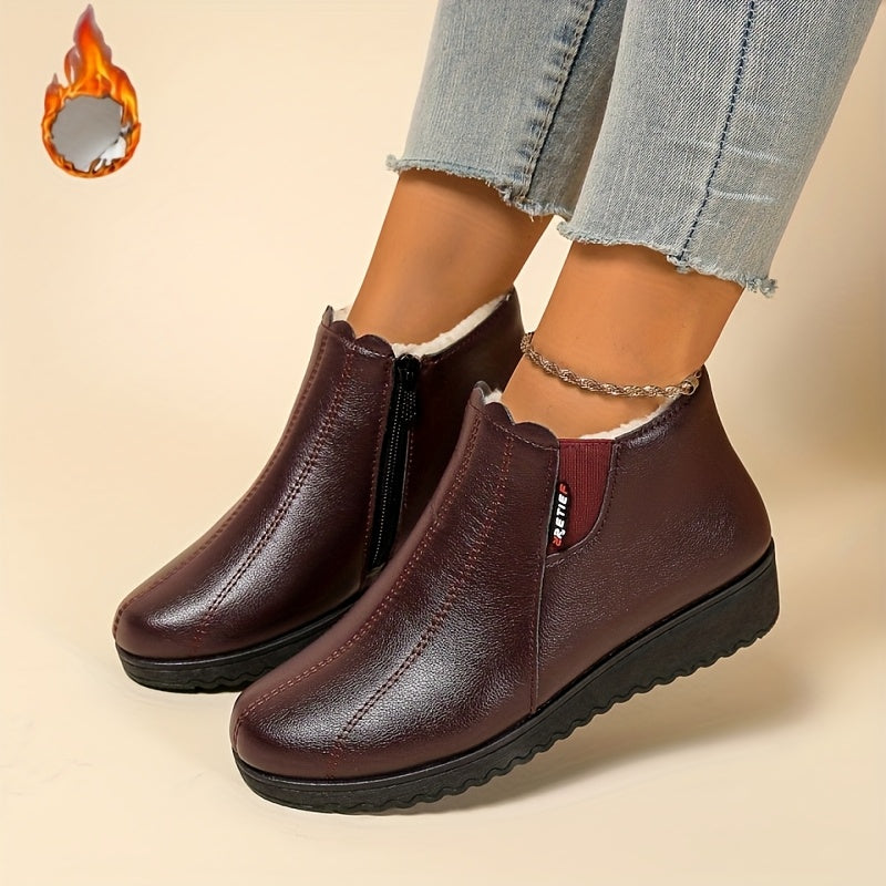 Maricela™ | Fleece-lined side-zip wedge ankle boots