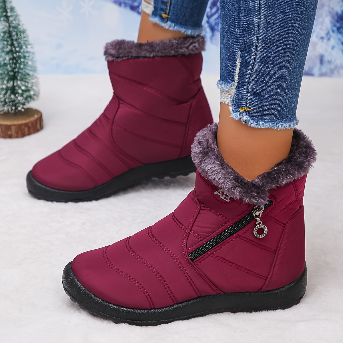 Lucero™ | Quilted Fleece-Lined Zip Winter Boots