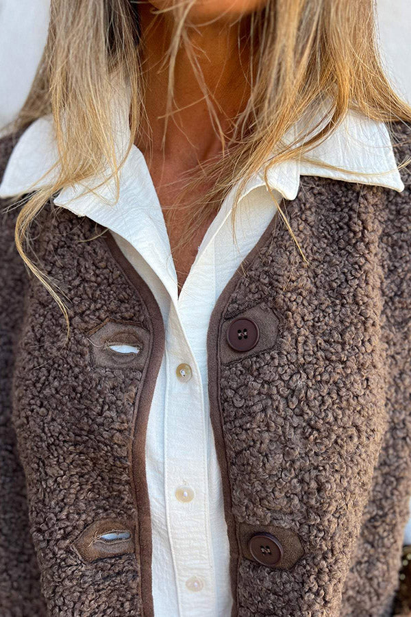 Nikki™ | Textured sherpa button-front longline vest