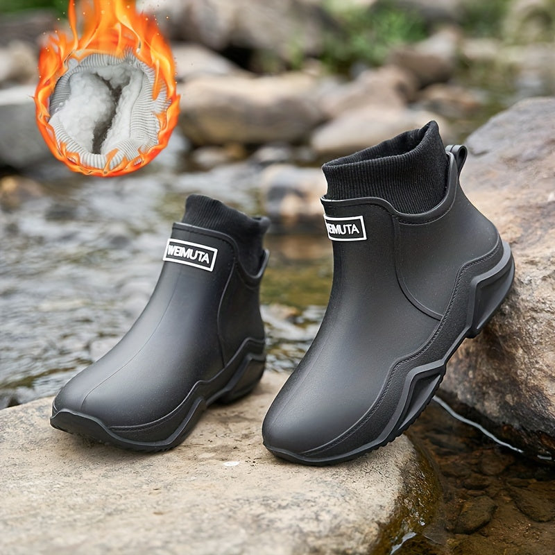 Rainy™ | Plush-lined rubber lug-sole ankle rain boots