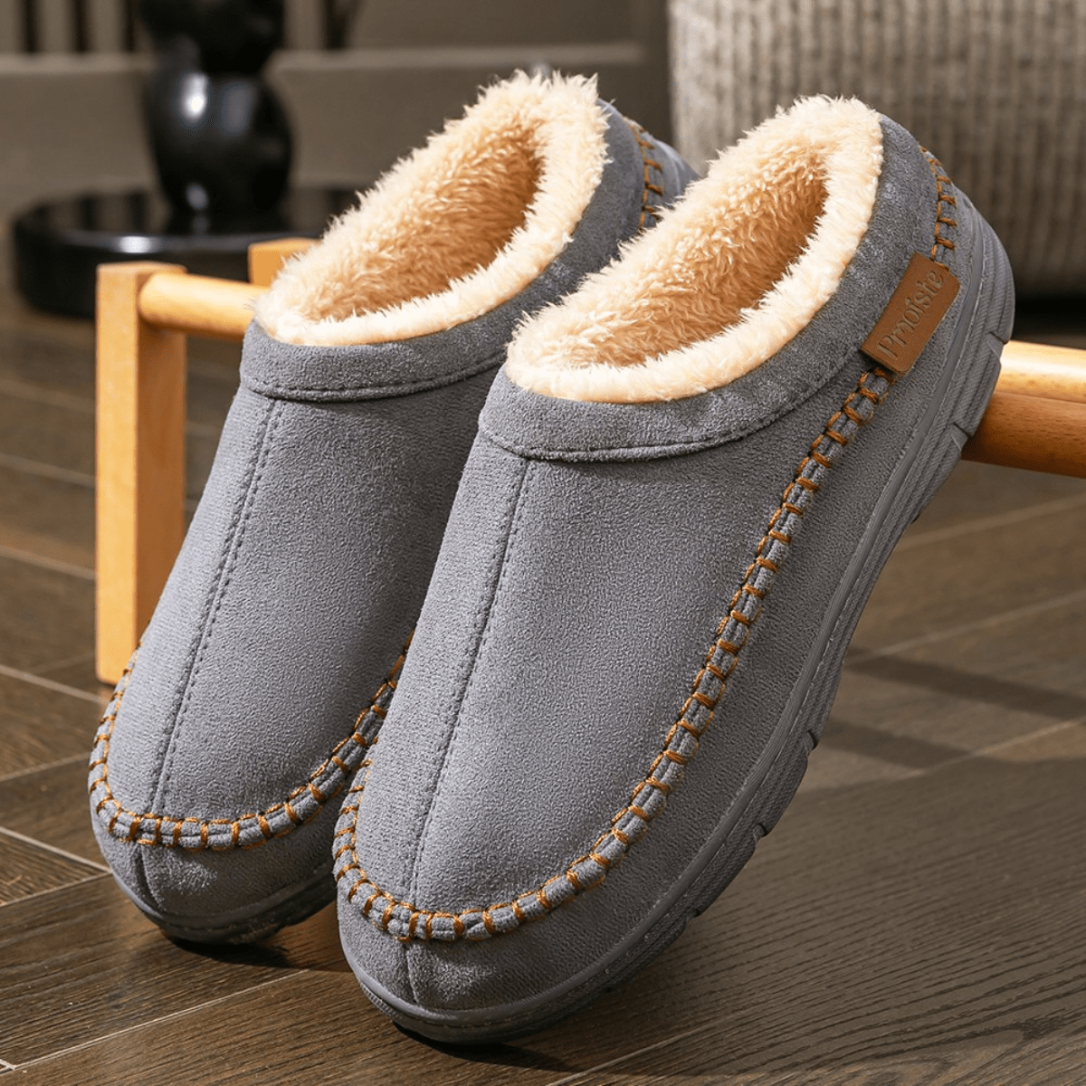 Corwin™ | Faux-fur lined suede clog slippers