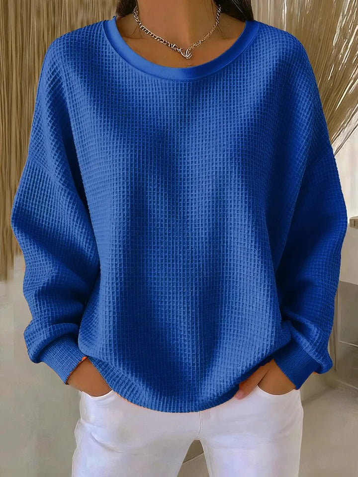 Edda™ | Waffle-knit relaxed crewneck sweatshirt