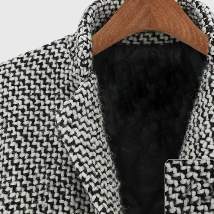 Sophisticated Timeless Textured Herringbone Longcoat