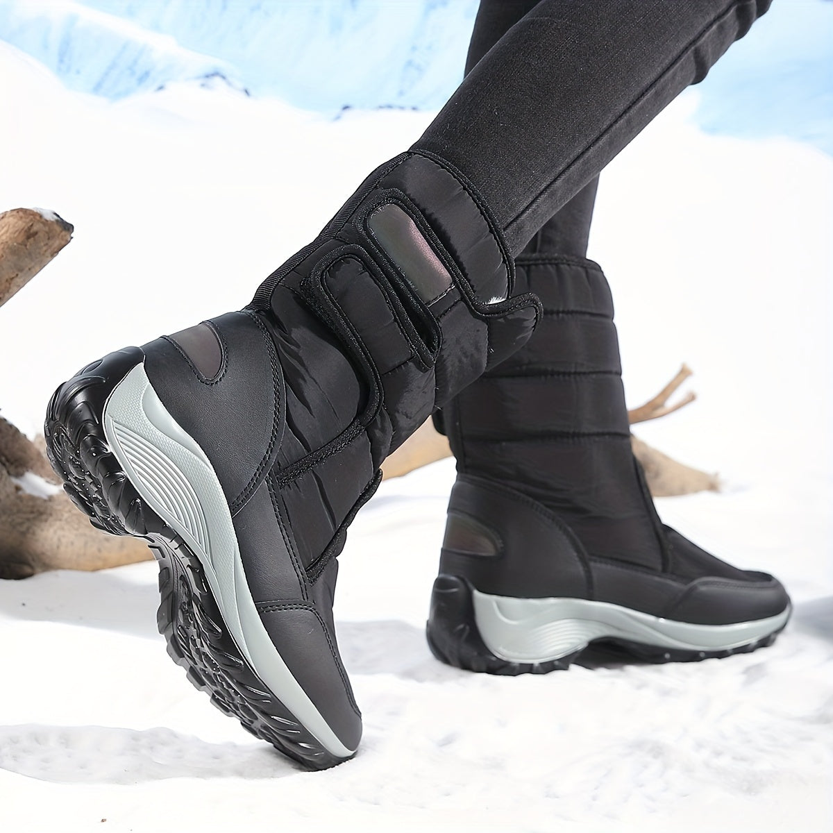 Cassandra™ | Quilted hook-and-loop mid-calf snow boots