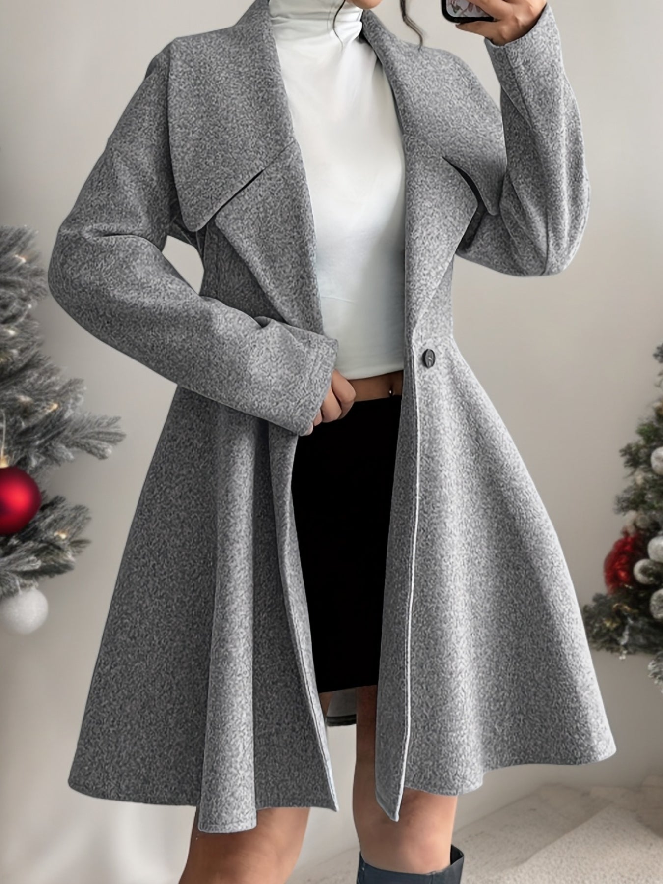 Talia™ | Waterfall Lapel A-Line Dress Coat
