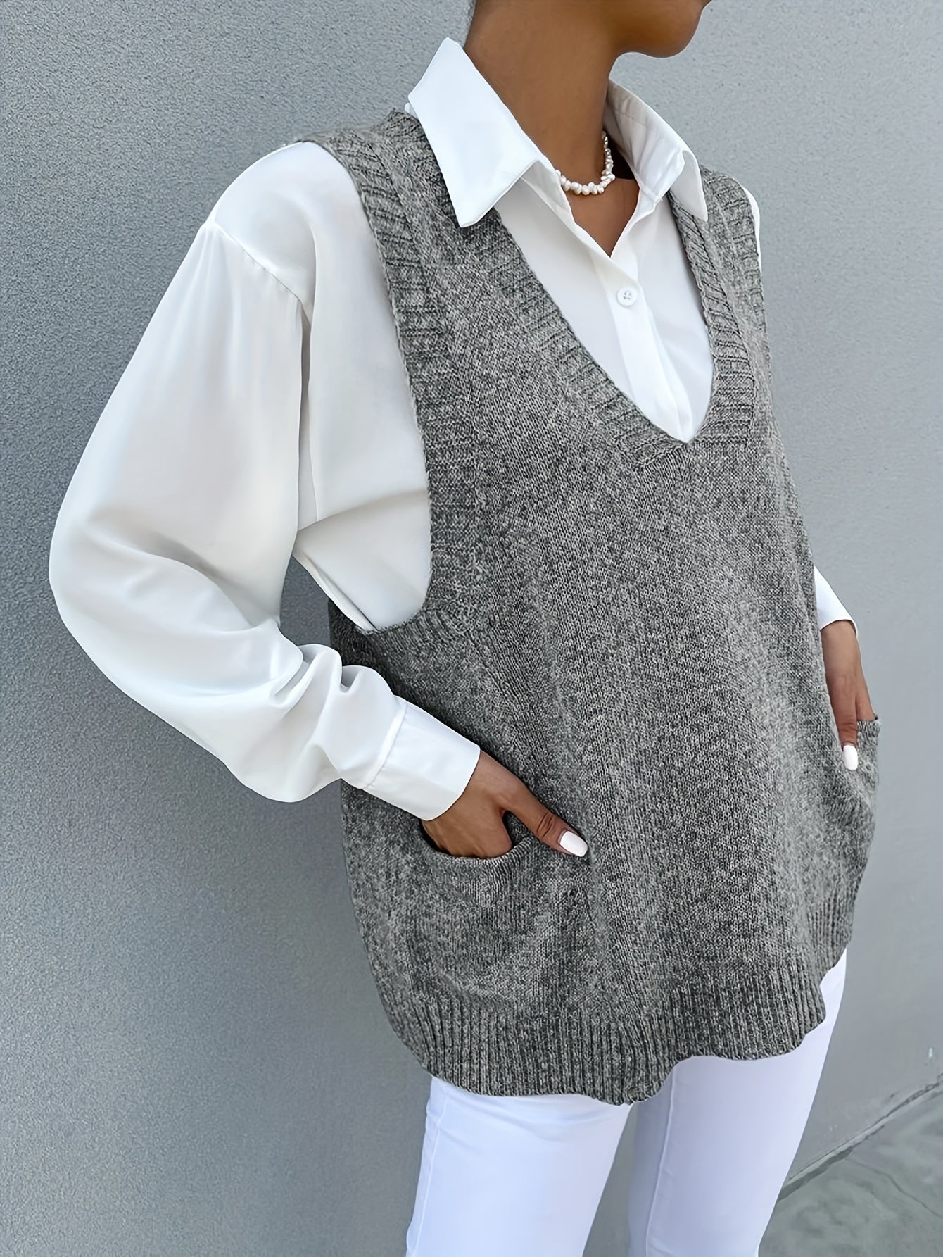 Melissa™ | Double-Fleece V-Neck sweater vest