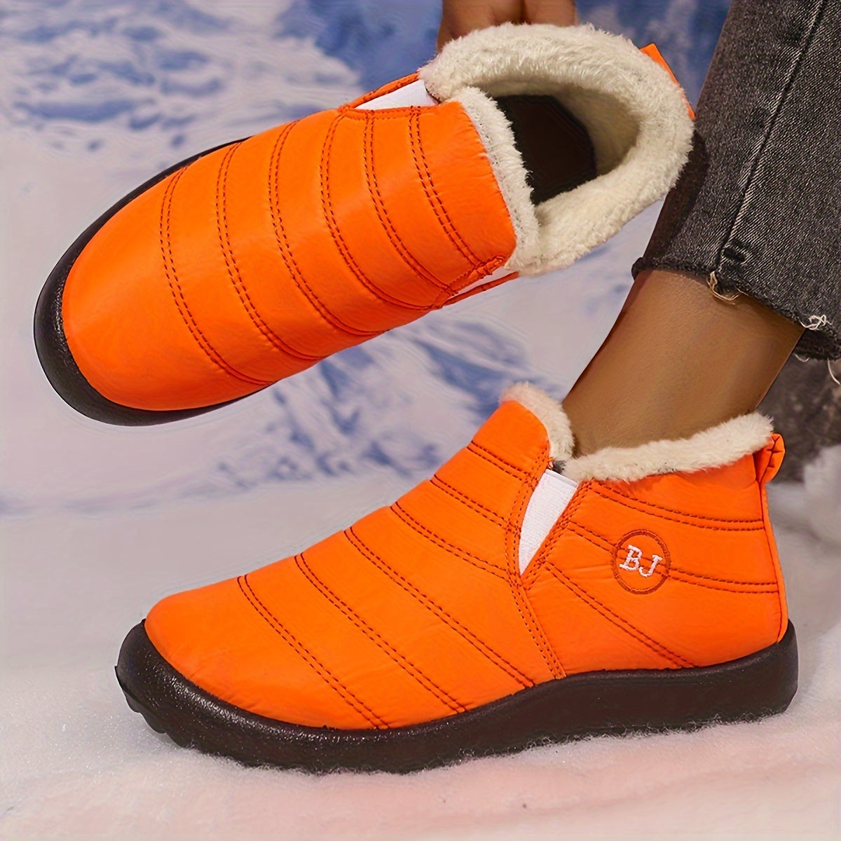 Apollonia™ | Quilted plush-lined slip-on ankle snow boots