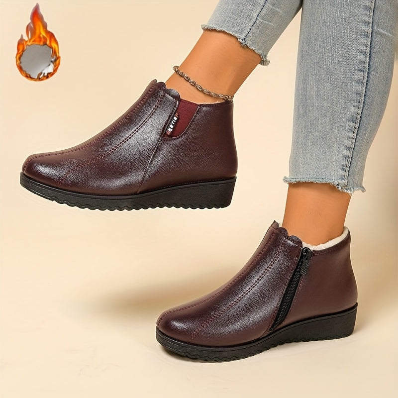 Maricela™ | Fleece-lined side-zip wedge ankle boots