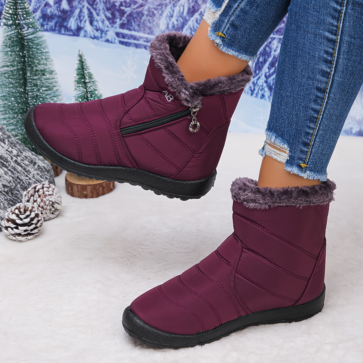 Lucero™ | Quilted Fleece-Lined Zip Winter Boots