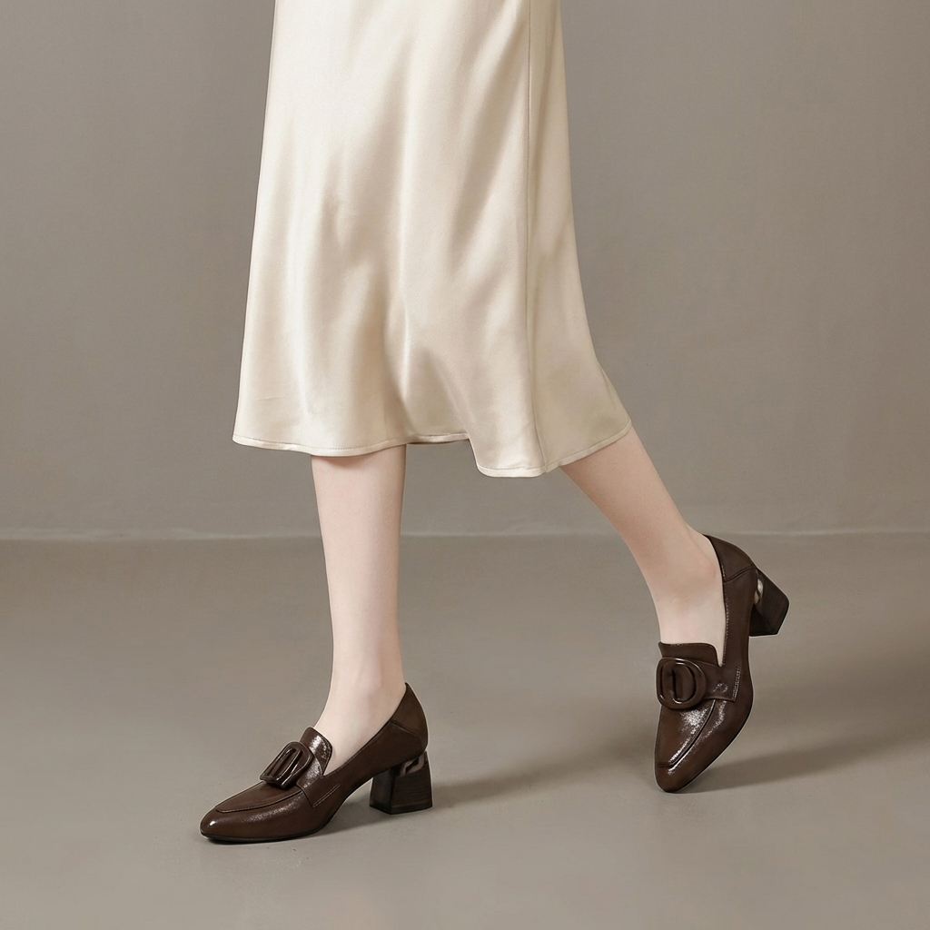 Valora Leather Moccasin Heels