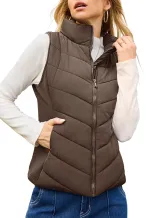 Ella™ | Quilted zip-up stand-collar puffer vest