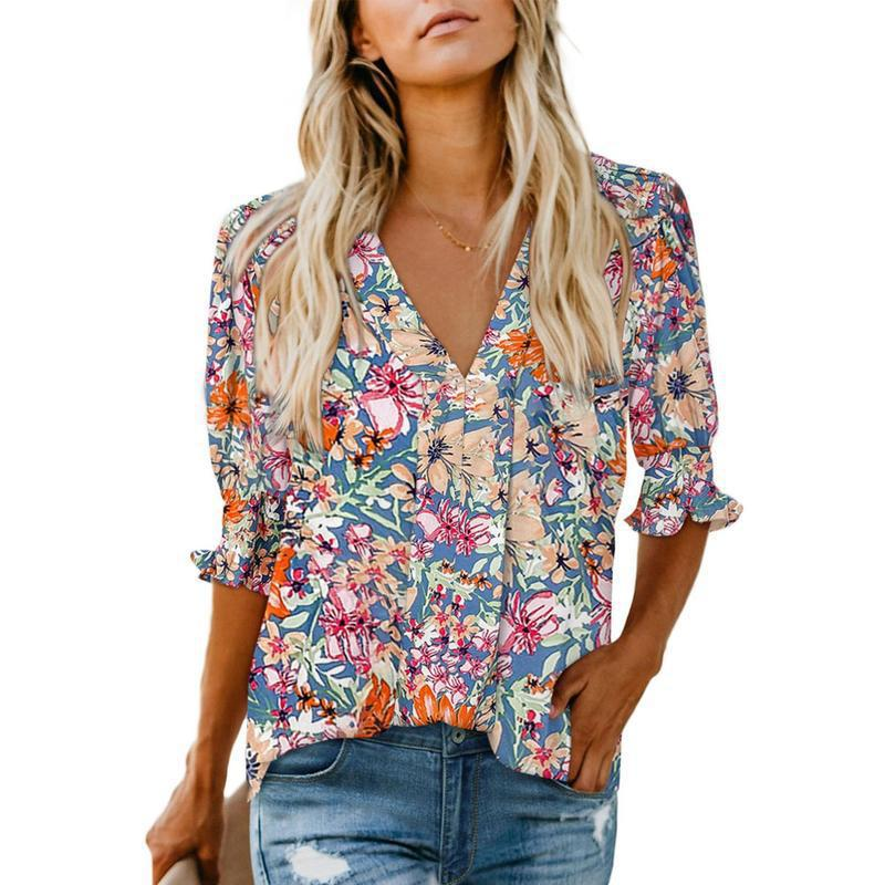 Elegant V-Neck Puff Sleeve Blouse