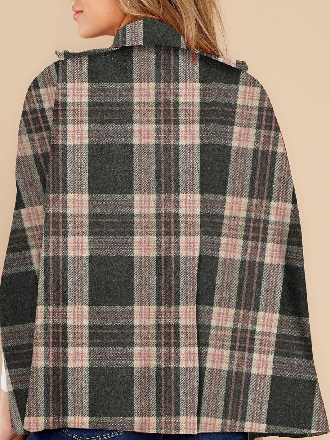 Clara™ | Plaid double-breasted cape coat
