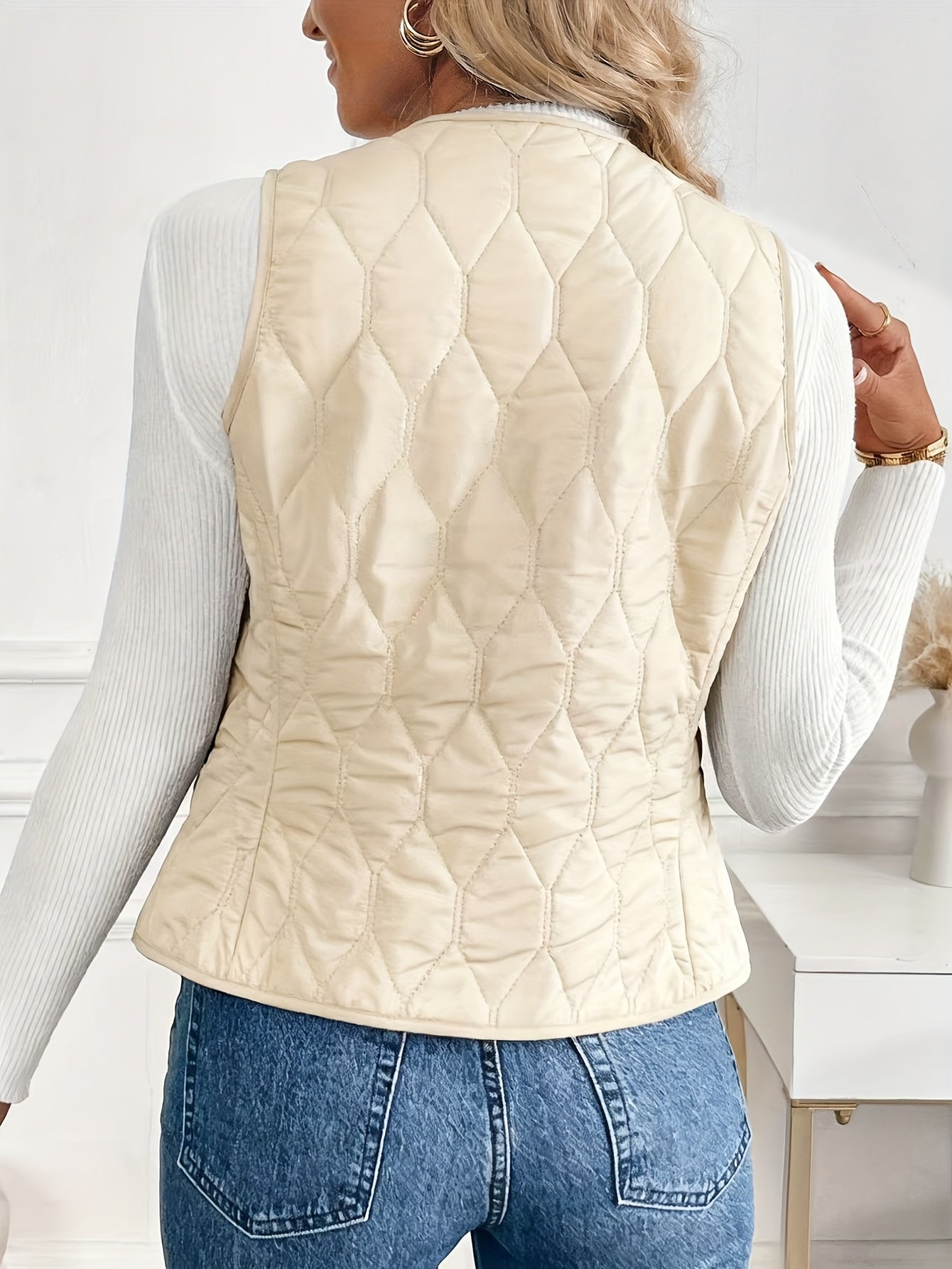 Cybele™ | Quilted sherpa-lined snap-front jacket