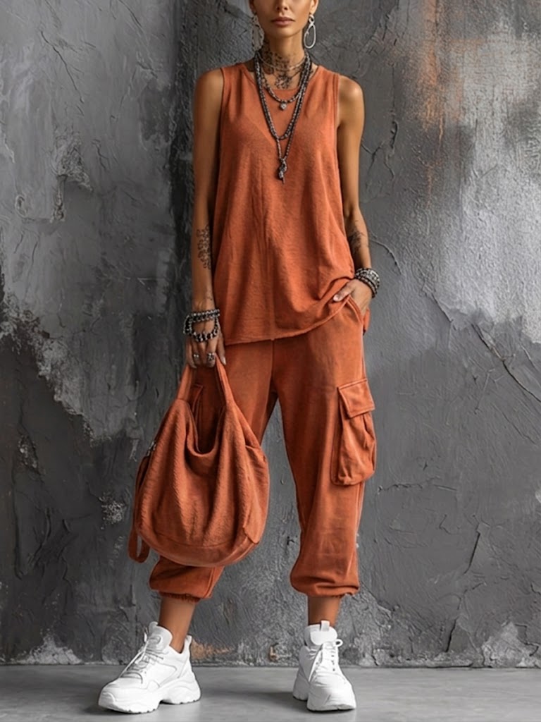 Cargo Pocket Casual Tank & Jogger Set