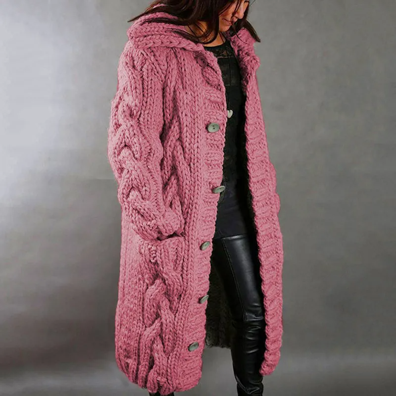 Solène™ | Long Braided Cardigan with Hood