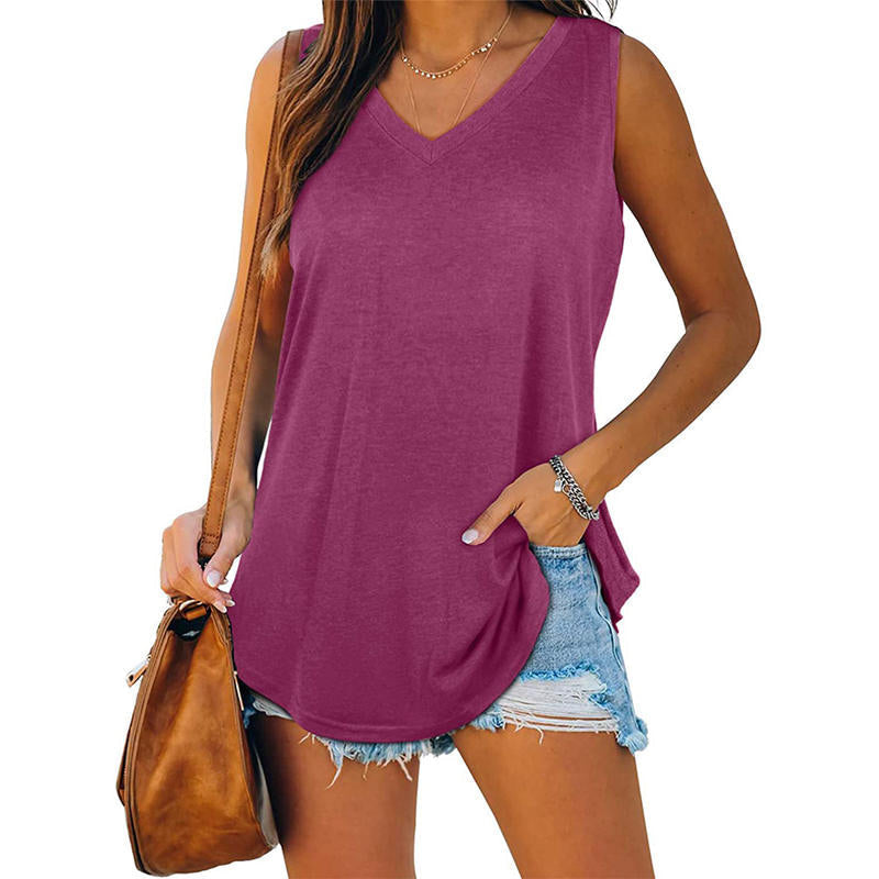V-Neck Casual Loose-Fit Sleeveless Tank Top