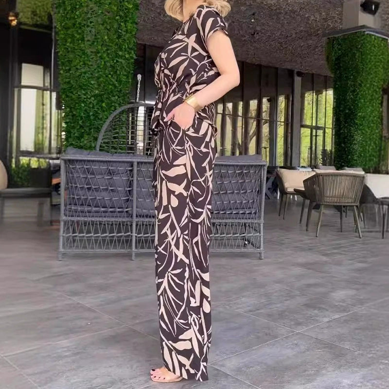 Faye™ | Elegant Printed Set with Wide Pants