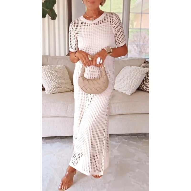 Chic Crochet Knit Hollow-Out Maxi Dress