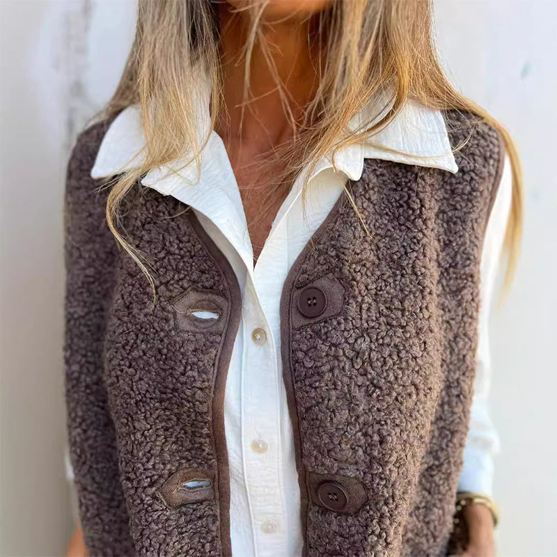 Ella™ | Teddy sherpa fleece button-front jacket