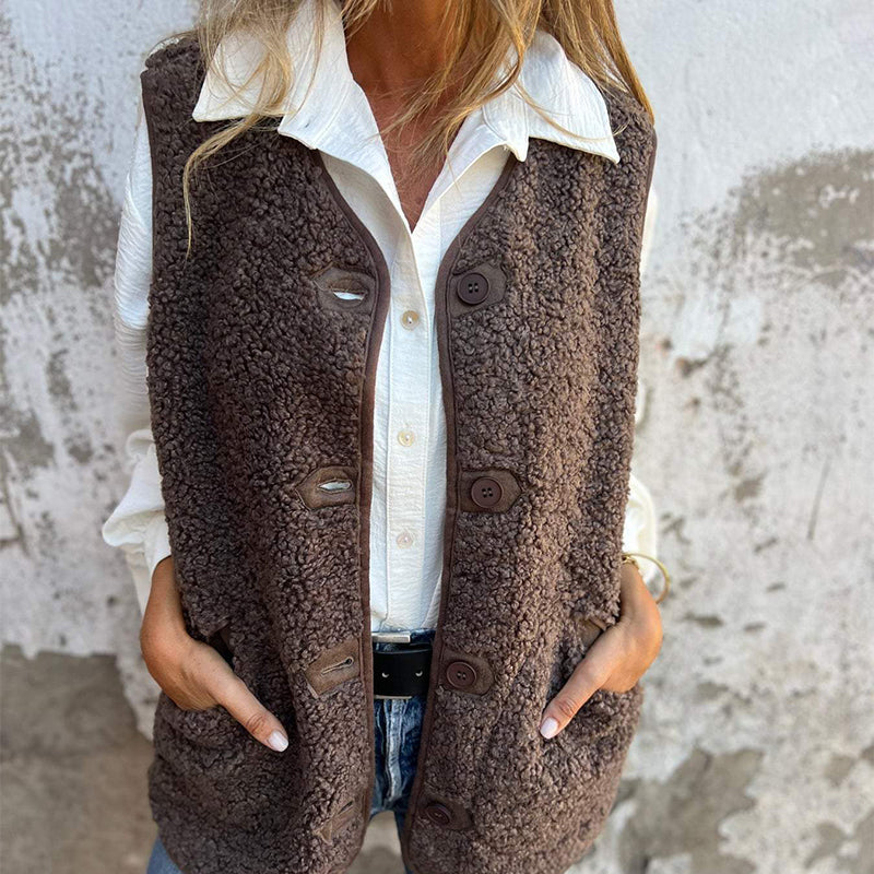 Ella™ | Teddy sherpa fleece button-front jacket