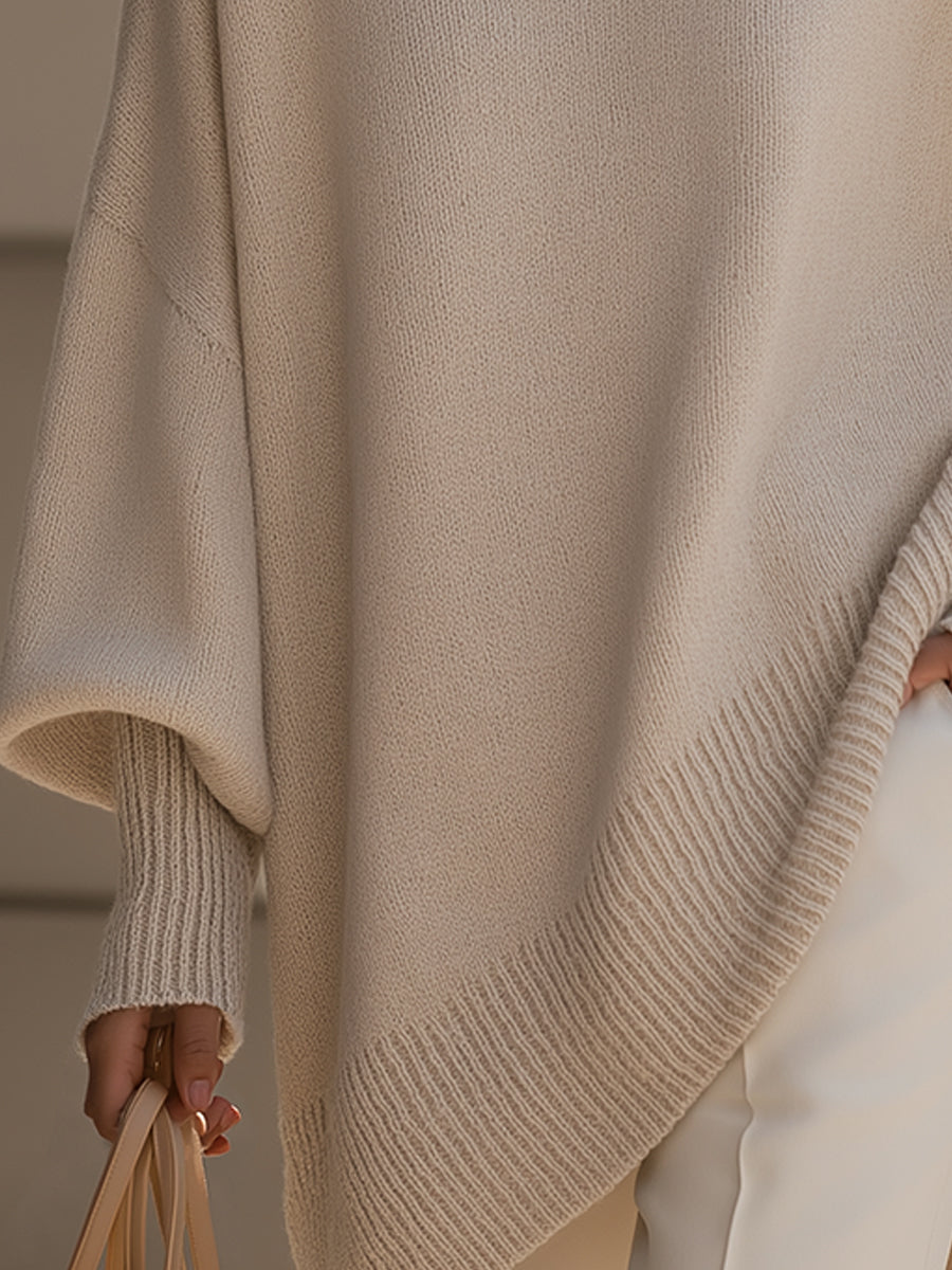 Gardenia™ | Ribbed-cuff crewneck poncho sweater