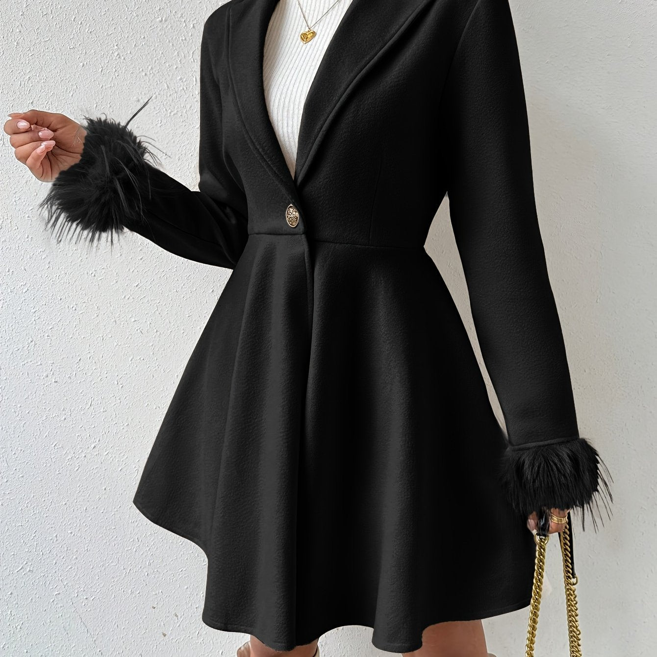 Stéphanie™ | Faux-Fur Cuff Fit-and-Flare Coat