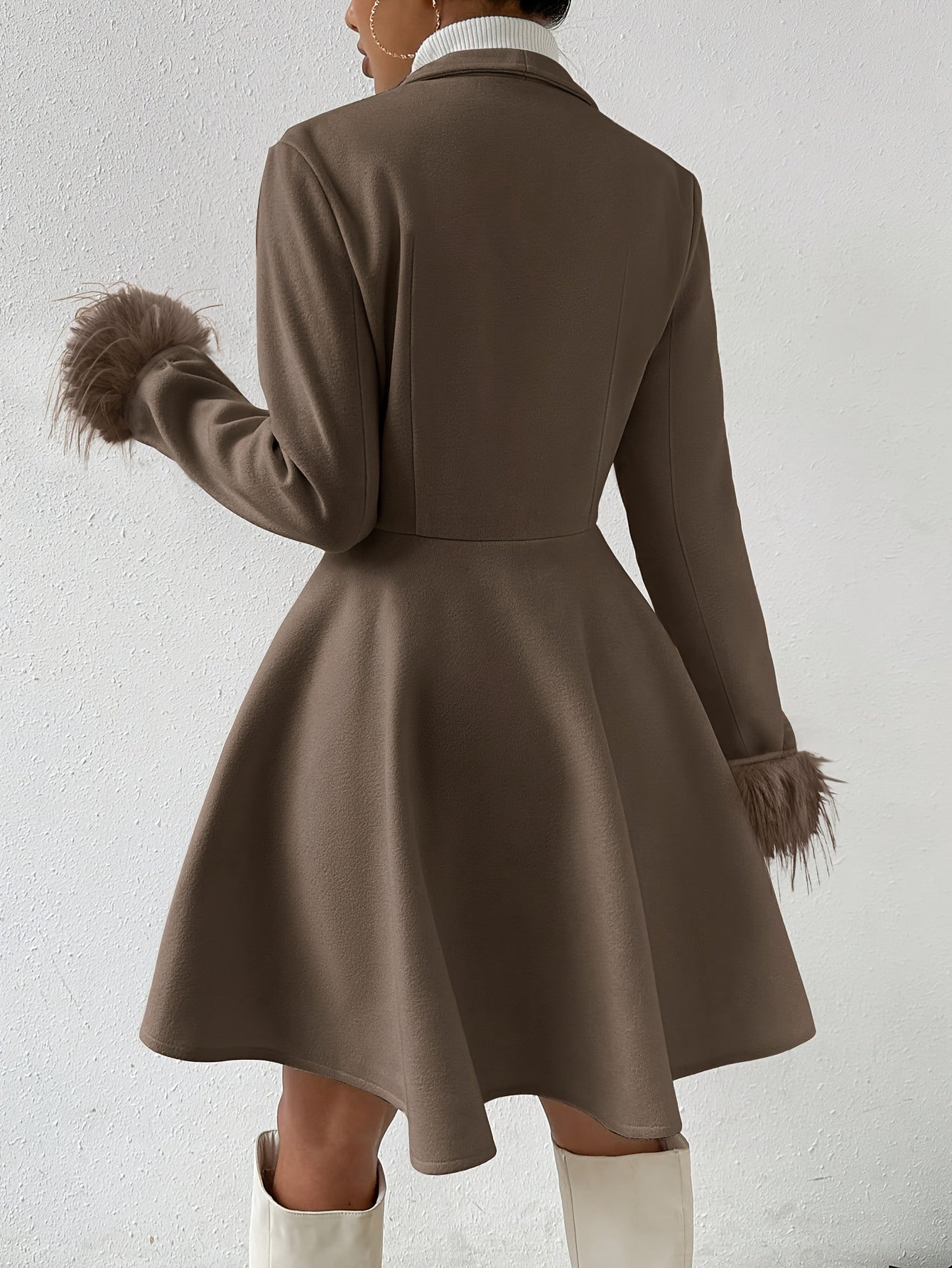 Stéphanie™ | Faux-Fur Cuff Fit-and-Flare Coat
