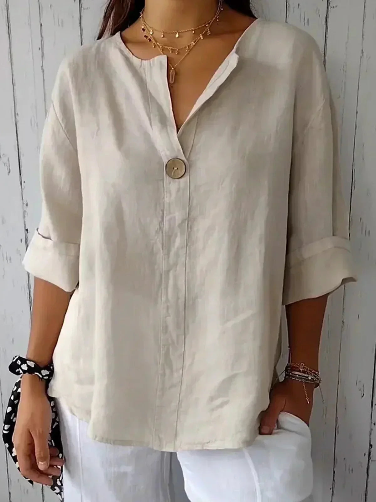 Relaxed V-Neck Blouse