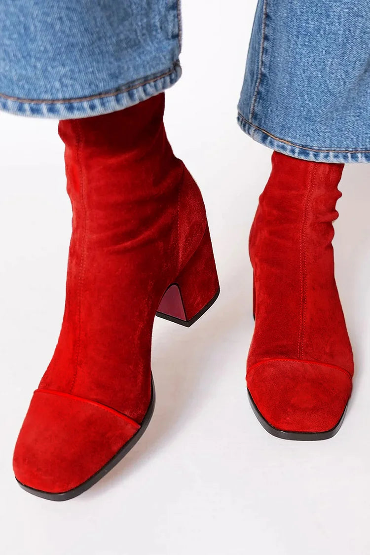 Chunky Heel Ankle Boot with Square Toe
