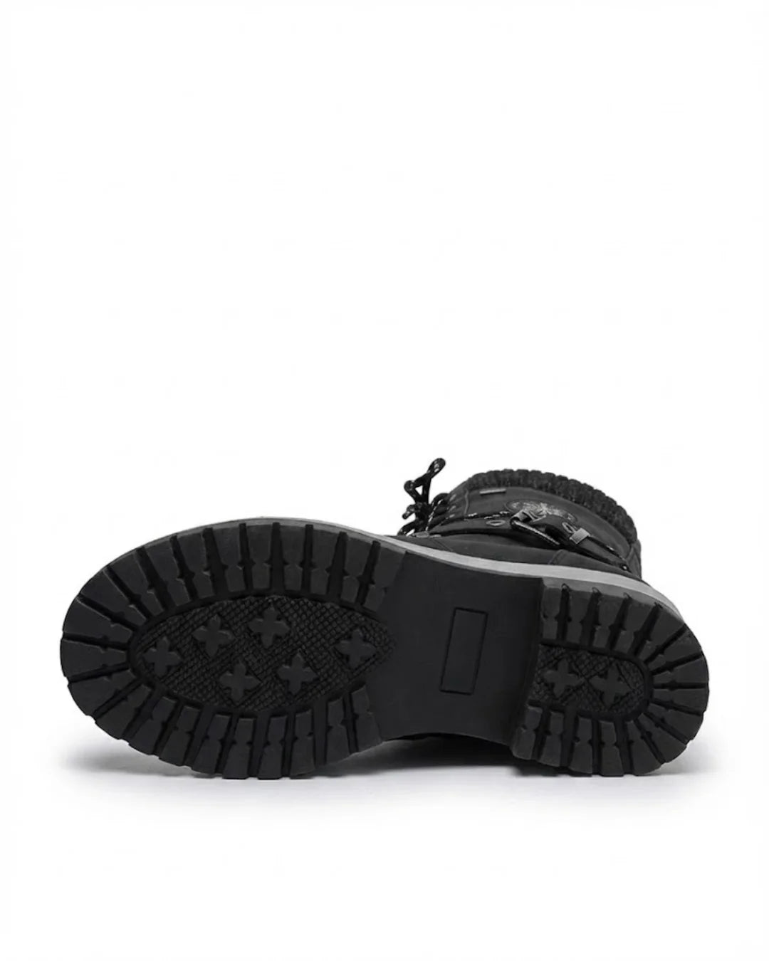 Cordelia™ | Knit-cuff buckle-strapped lace-up hiking boots