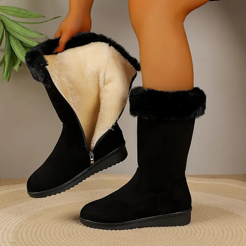 Sanela™ | Side-Zip Plush-Lined Mid-Calf Boots