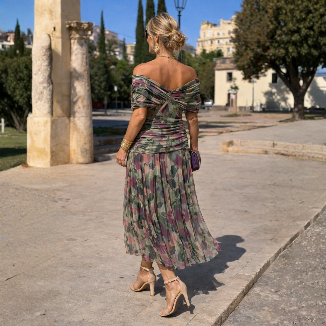 Overlay Ruched Maxi Dress