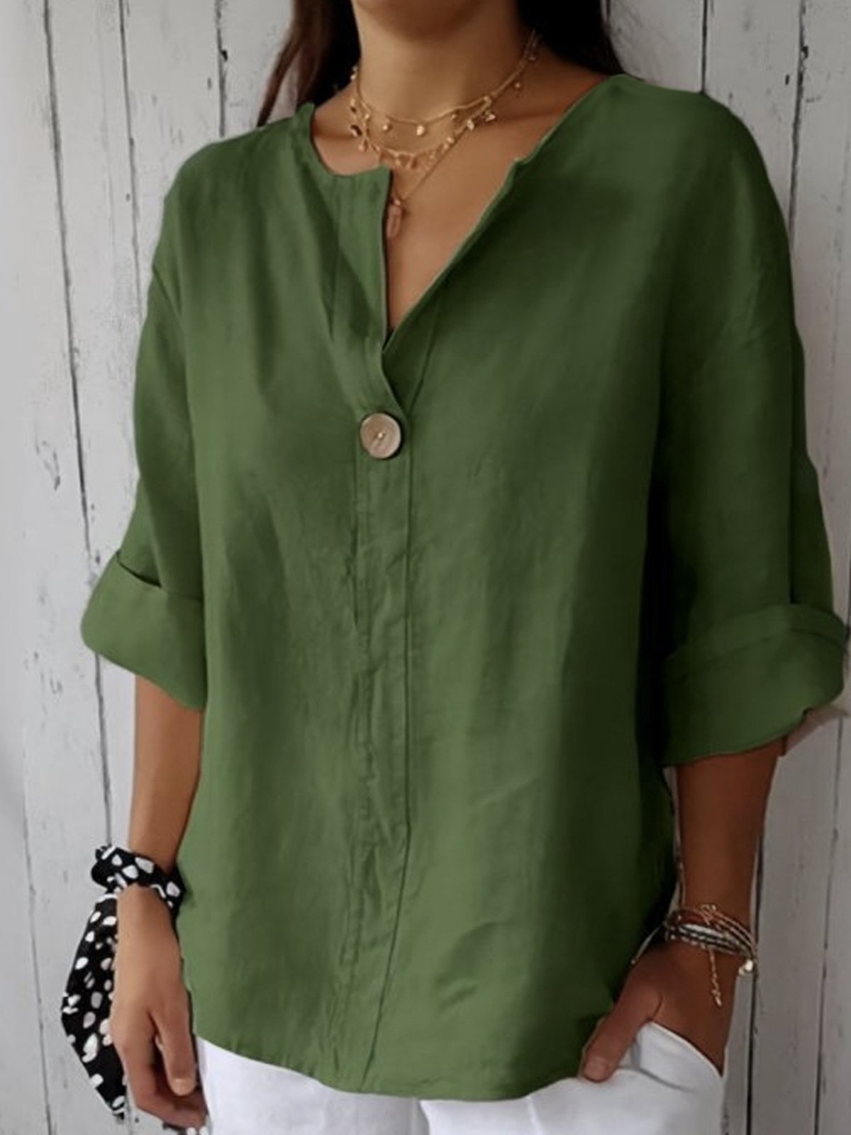 Relaxed V-Neck Blouse