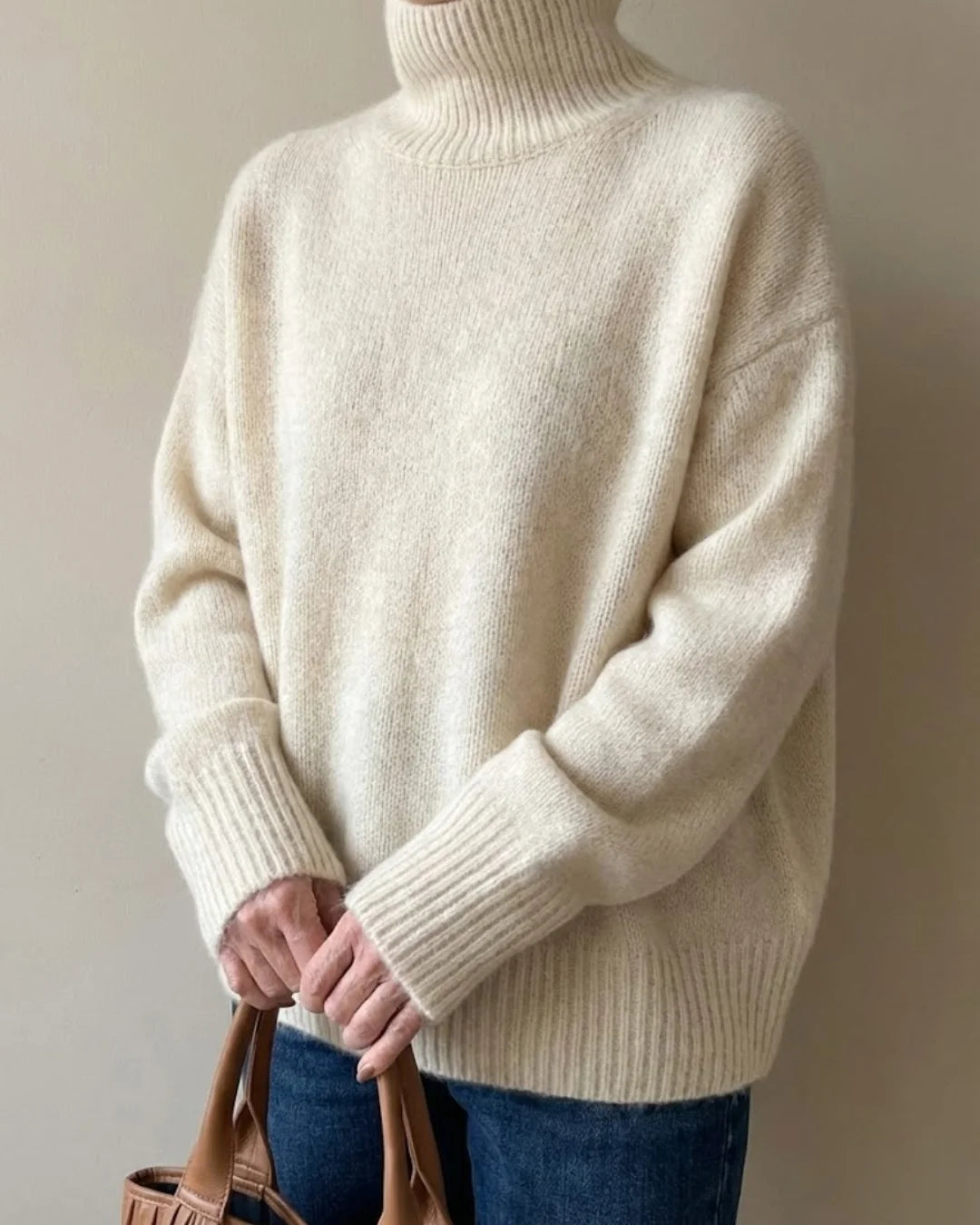 Clarice™ | Ribbed turtleneck oversized knit sweater
