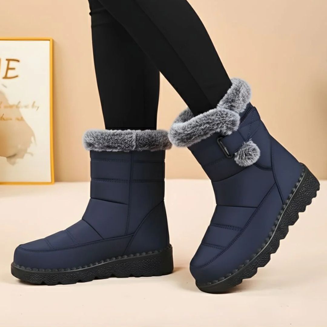Laura™ | Faux-fur trim buckle winter boots