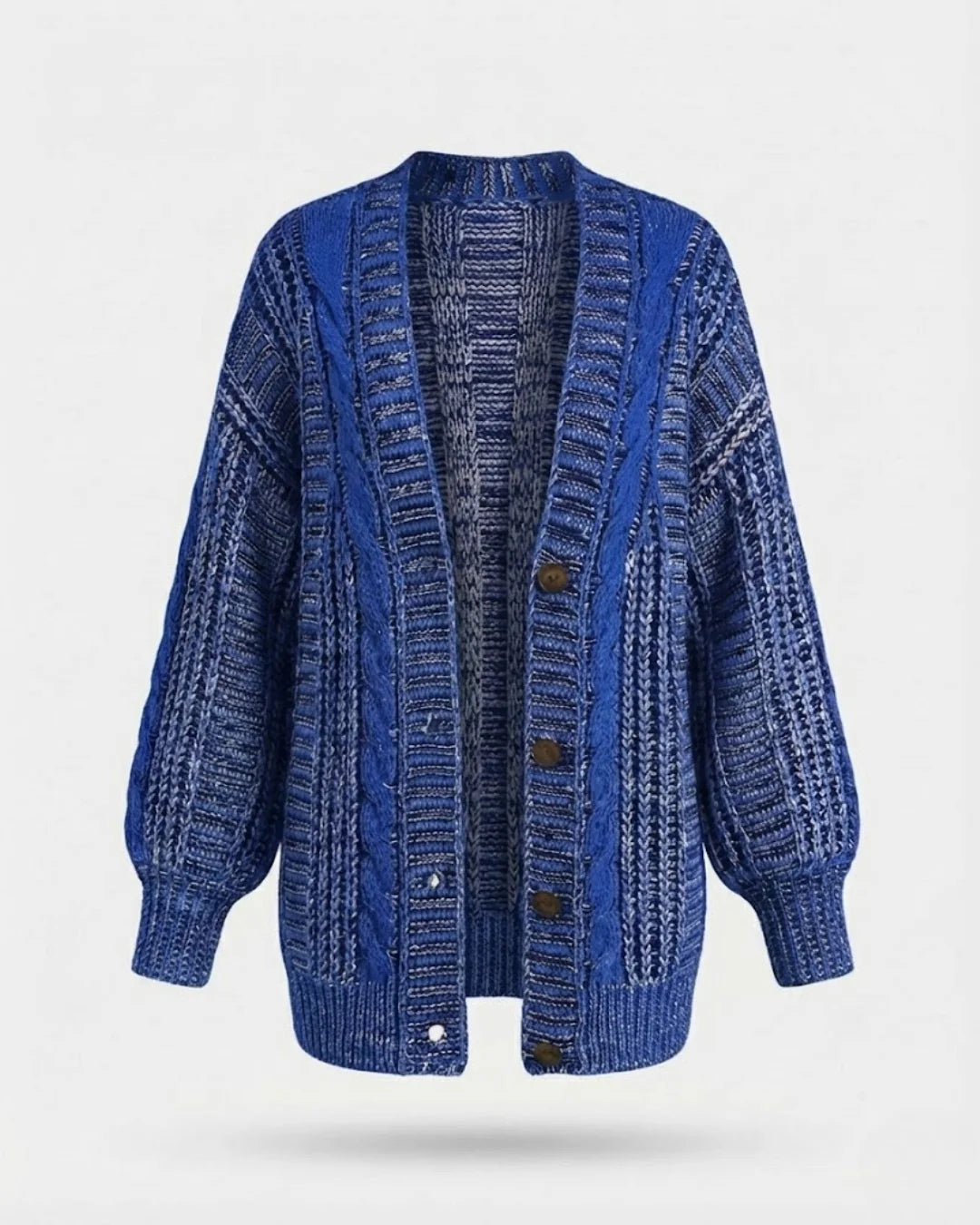 Hortense™ | Cable-Detail Buttoned Oversized Cardigan