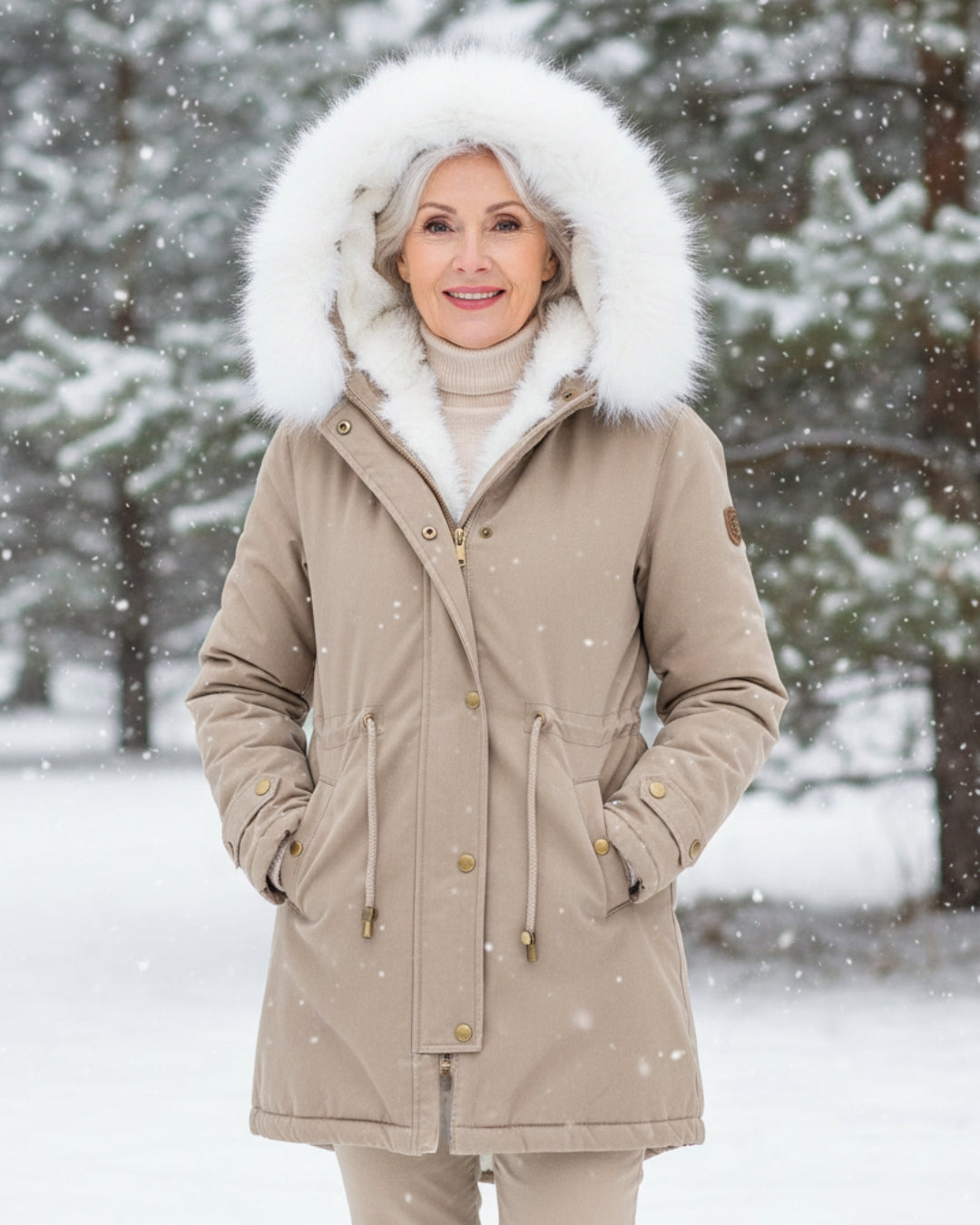 Ceridwen™ | Faux-fur hooded drawstring parka coat