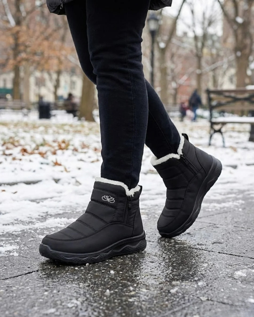 Odile™ | Quilted side-zip faux-fur winter ankle boots