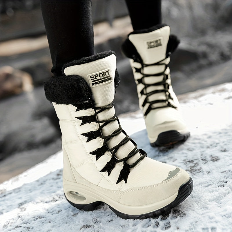 Cecilia™ | Faux-fur cuff lace-up mid-calf snow boots