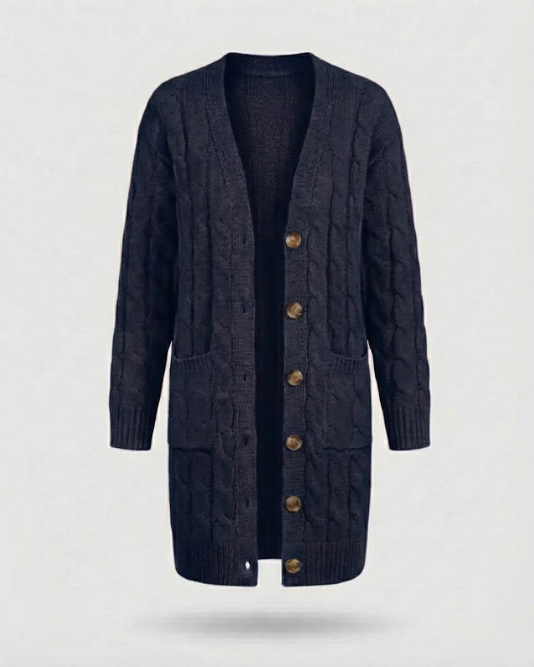 Kiana™ | Cable-Knit Buttoned Mid-Length Cardigan
