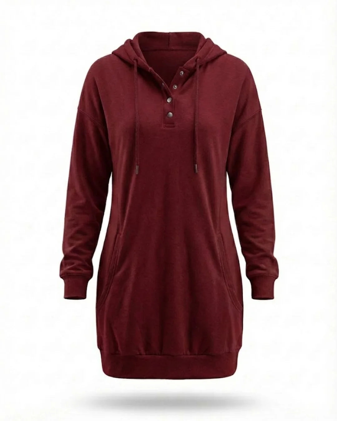 Fiorenza™ | Hooded Henley sweatshirt dress