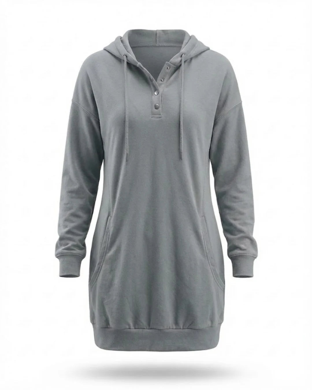 Fiorenza™ | Hooded Henley sweatshirt dress