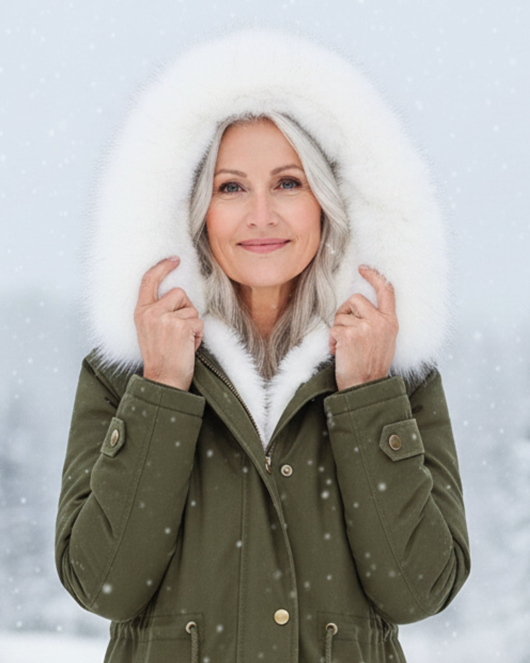 Ceridwen™ | Faux-fur hooded drawstring parka coat