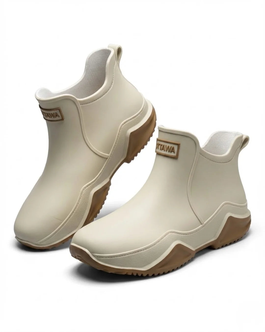 Amandine™ | Waterproof rubber lug-sole ankle rain boots