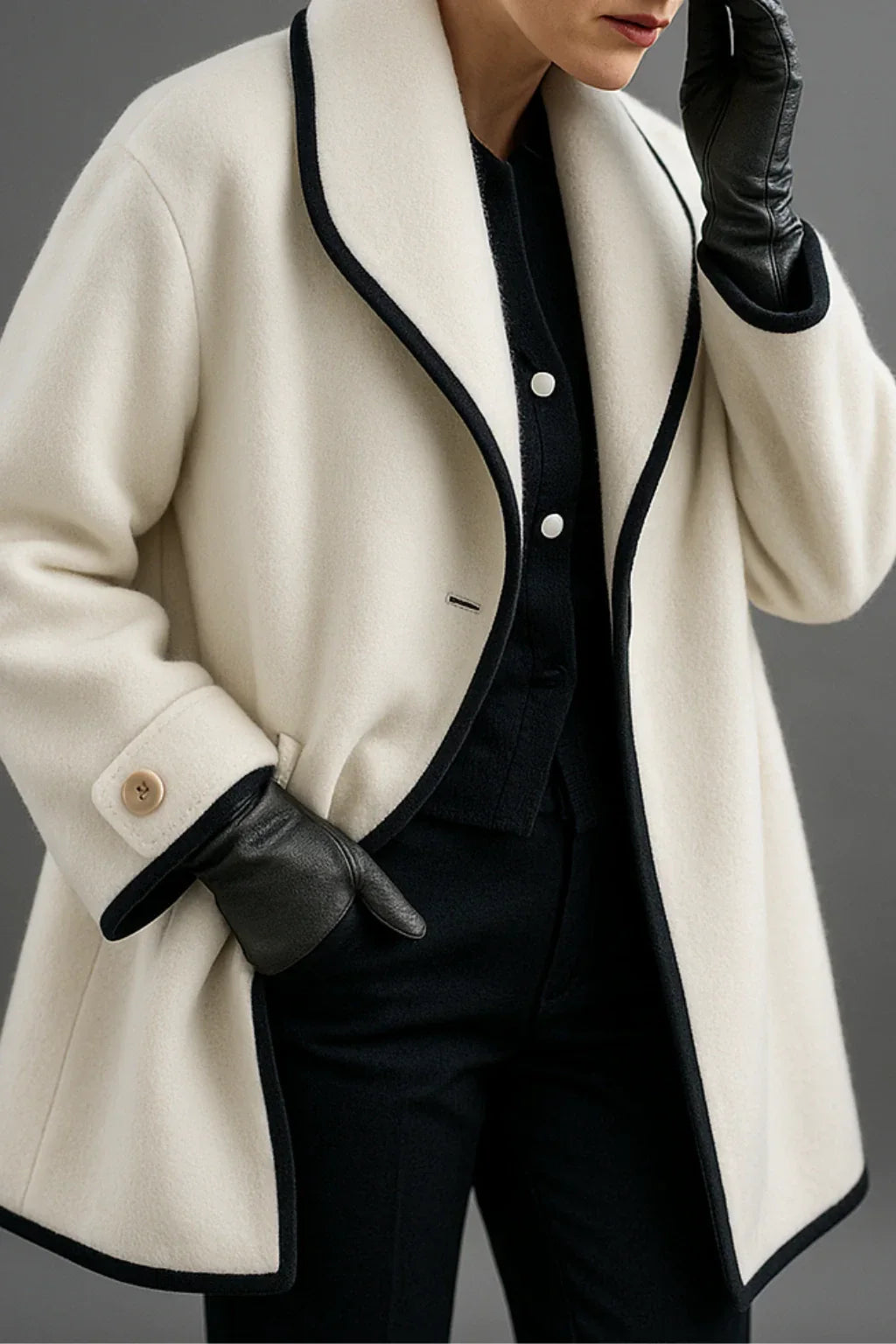 Synthia™ | Long Coat with Shawl Collar