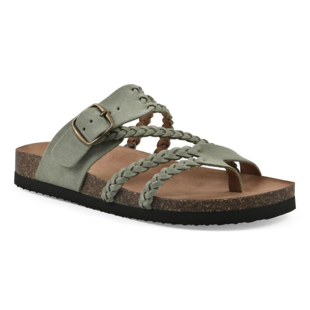 Braided-Strap Boho Cork-Footbed Slide Sandals